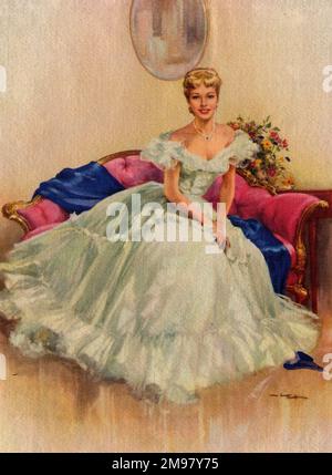 Portrait of a young woman in a white dress. Stock Photo