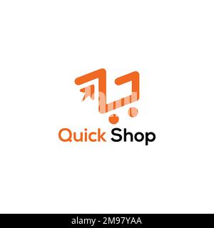 Online quick shopping logo design template. Stock Vector