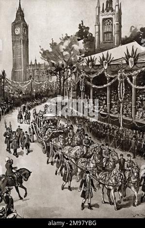 Coronation Procession of King George V and Queen Mary, 22 June 1911. Stock Photo