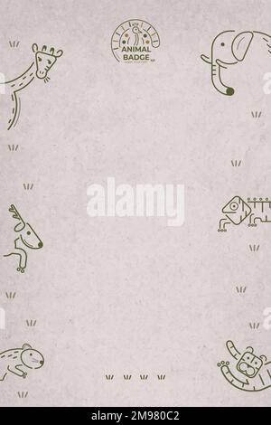 Animals pattern on abrown card template vector Stock Vector
