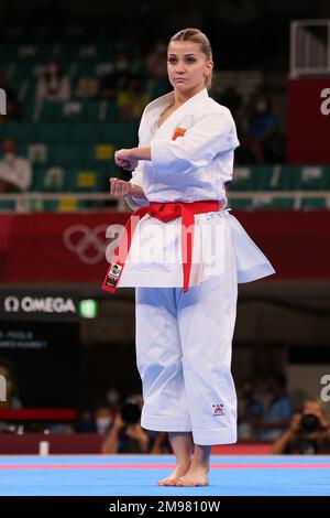AUG 5, 2021 - TOKYO, JAPAN: Dilara BOZAN of Turkey competes in the Women's Kata Elimination Round at the Tokyo 2020 Olympic Games (Photo by Mickael Chavet/RX) Stock Photo
