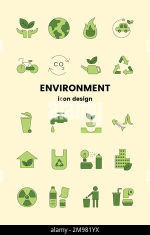 Environment icon design elements vector set Stock Vector