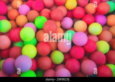 Full frame close-up of multi Coloured Golf Balls Stock Photo