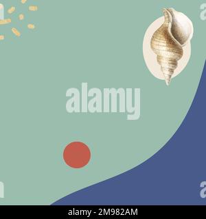 Conch shell pattern on green background vector Stock Vector