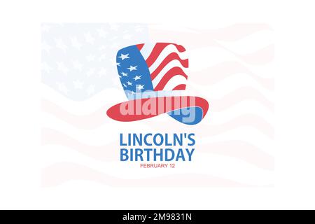 Lincoln's birthday theme vector illustration. February 12, flat vector modern illustration Stock Vector