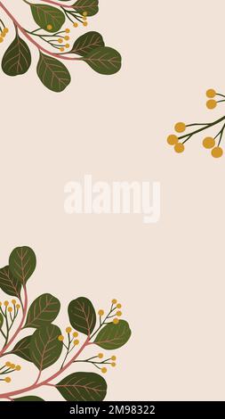 Botanical copy space on a pink phone background vector Stock Vector