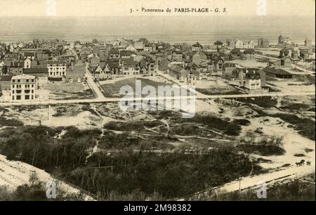 Bird's Eye view of  Le Touquet-Paris-Plage (Le Touquet) - a commune near Boulogne-sur-Mer, in the Pas-de-Calais department in northern France. Stock Photo