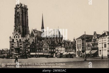 Saint Rumbold's Cathedral, located on the western side of the Grand Square, Mechelen (Malines) in the province of Antwerp, Flanders, Belgium. Stock Photo