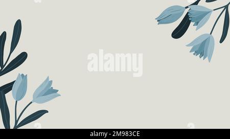 Blue botanical copy space mobile wallpaper vector Stock Vector