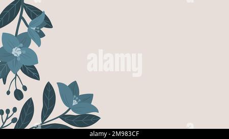 Botanical blue flower copy space mobile wallpaper vector Stock Vector