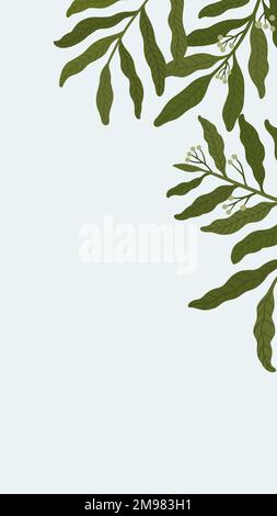 Botanical leafy copy space on a blue phone background vector Stock Vector