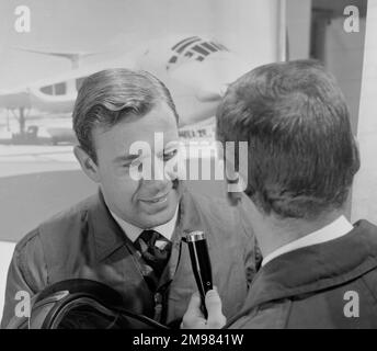 Advertisement for Silvikrin hair products -- two male models posing. Stock Photo