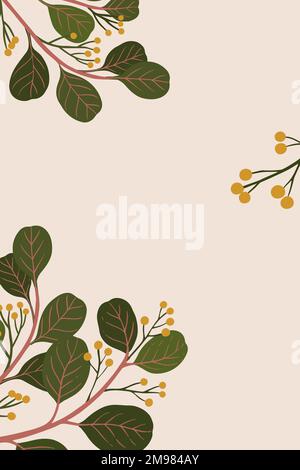 Botanical copy space on a pink background vector Stock Vector
