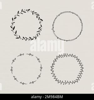 Black leafy frame set vector Stock Vector