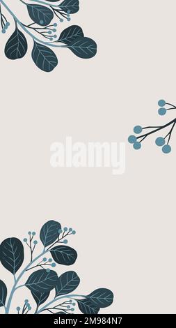 Botanical copy space on a gray phone background vector Stock Vector