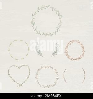 Leafy frame set on beige background vector Stock Vector