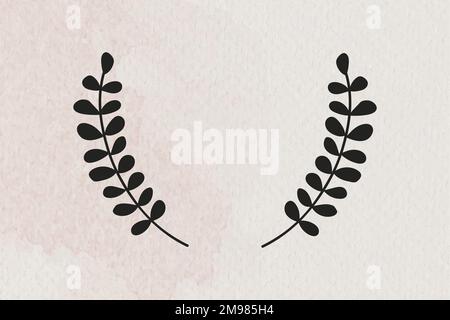 Black leafy wreath badge vector Stock Vector
