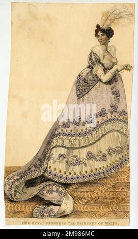 Princess Charlotte Augusta of Wales (7 January 1796 - 6 November 1817), only child of George IV (at the time Prince of Wales) and Caroline of Brunswick.  Seen here in an elaborate dress. Stock Photo