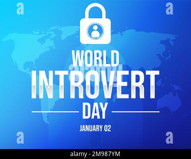 World Introvert Day minimalist wallpaper design with lock and identity inside the symbol. International day of introvert, background Stock Photo