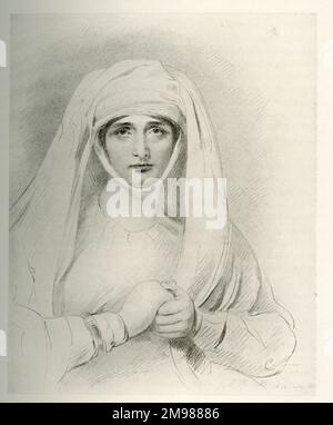 Sarah Siddons (1755-1831) in the role of Lady Macbeth, her most famous role, doing the hand-washing gesture from her sleepwalking scene. Stock Photo