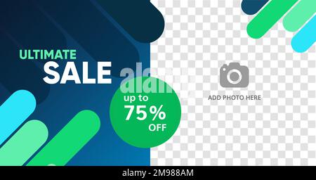 Social media post template, editable social media banner with a place for a picture. Vector illustration. Stock Vector