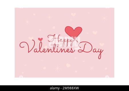 Valentines day background with heart pattern and typography of happy valentines day text , flat vector modern illustration Stock Vector