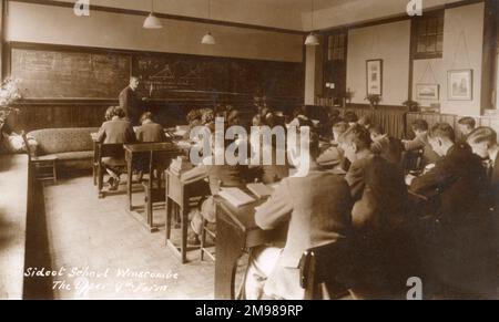 Upper Vth Form with a class in progress, Sidcot School, Winscombe, North Somerset, an independent Quaker school. Stock Photo