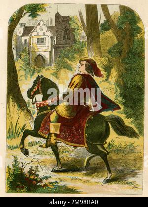 Perkin Warbeck (c.1474-1499) takes refuge at Beaulieu Abbey in the New Forest. By claiming to be Richard of Shrewsbury, Duke of York (the younger of the two Princes in the Tower), he was a threat to the Tudor monarchy under Henry VII. Stock Photo