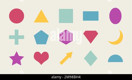 Colorful flat geometric shapes set vector Stock Vector