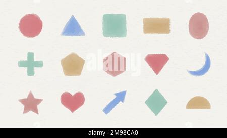 Colorful watercolor geometric shapes set vector Stock Vector