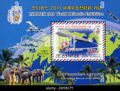 2011 North Korea stamp. International Stamp Exhibition INDIPEX 2011 - New Delhi, India. Stock Photo