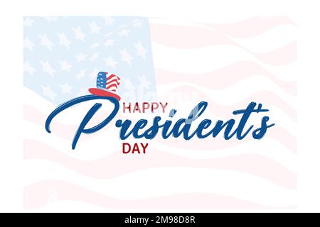 Happy President's day design background with uncle Sam hat. Handwritten lettering, flat vector modern illustration Stock Vector