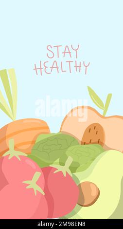 Hand drawn vegetables phone background vector Stock Vector