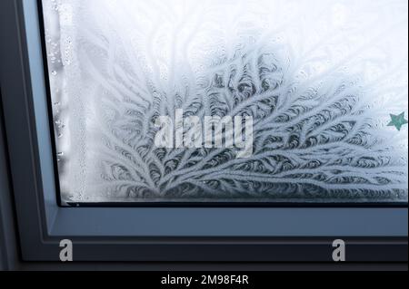 Ice patterns on a window. Stock Photo