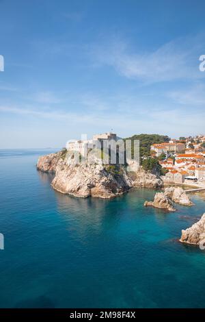 Lovrijenac fortress positioned on a high cliff, located in Dubrovnik, Croatia, Europe. Stock Photo