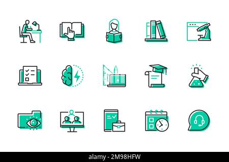 Science and knowledge - set of line design style icons Stock Vector
