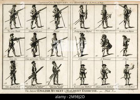 The Ancient English Musket & Halbert Exercise, Plate 3. Stock Photo