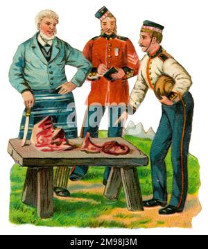 Victorian Scrap - army meat rations. Stock Photo