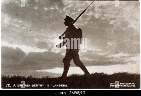 A British sentry in Flanders, WW1. Stock Photo