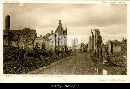 Ypres, Belgium, after two years of war, WW1. Stock Photo