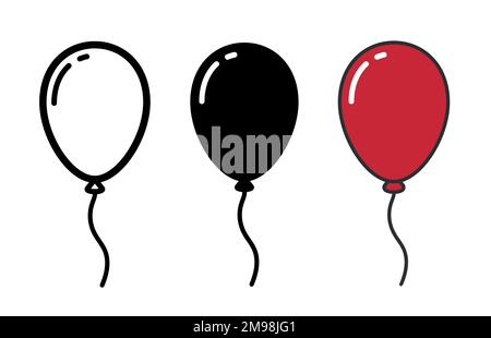 Balloon symbol flying party decoration balloon vector illustration icon set Stock Vector