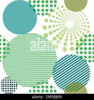 Different shaped circles green pantone seamless pattern, shiny sphere background, modern beautiful wallpaper, fabric print template. wrapping paper il Stock Vector