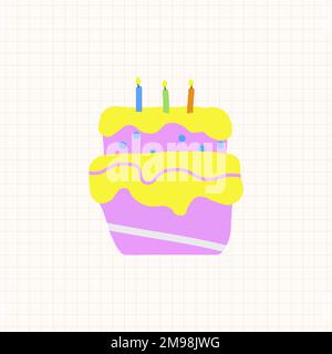 Doodle birthday cake vector Stock Vector