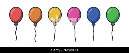 Party balloons with different types of color vector illustration icon set Stock Vector