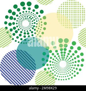 Different shaped circles green pantone seamless pattern, shiny sphere background, modern beautiful wallpaper, fabric print template. wrapping paper il Stock Vector