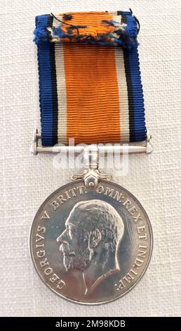 Campaign Medal of Harold Auerbach (1897-1975), who served in the Royal Flying Corps during the First World War.   (1 of 2) Stock Photo