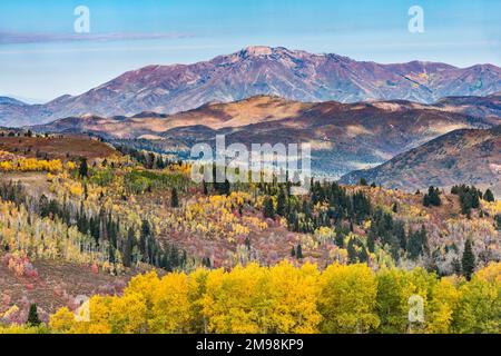 Mountain range at Wasatch Plateau, view from Skyline Drive Scenic Drive, fall season, Manti La Sal National Forest, Utah, USA Stock Photo