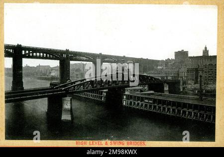 Newcastle Upon Tyne - High Level and Swing Bridges. Stock Photo