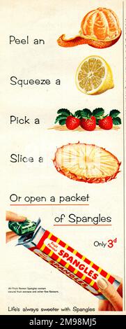 Spangles Sweets Advert Historical Advertising Stock Photo - Alamy
