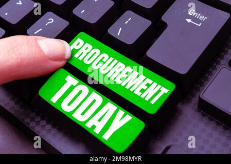 Handwriting text Procurement. Conceptual photo Procuring Purchase of equipment and supplies Stock Photo